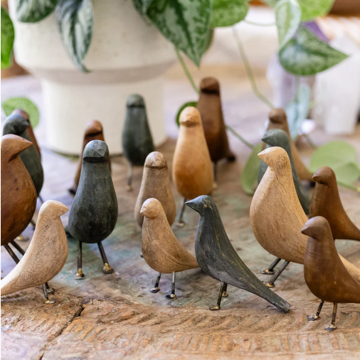 Hand-Carved Wooden Birds