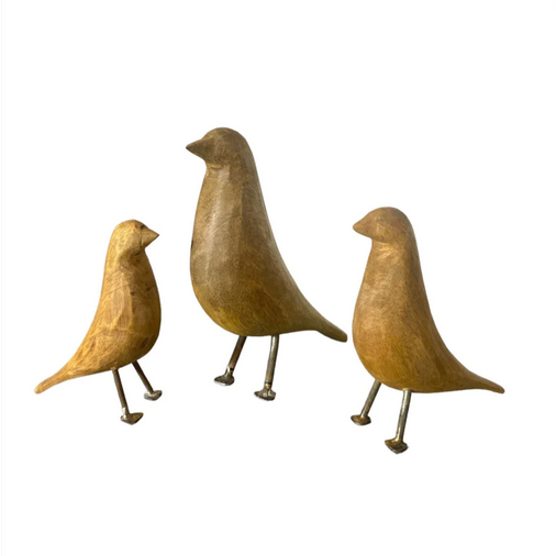 Hand-Carved Wooden Birds